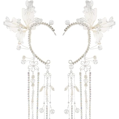 FRESHME Elf Ear Cuffs Floral - Flower Fairy Ear Cuffs Non Piercing Elven Ear Clips Renaissance Accessories for Women Adults3