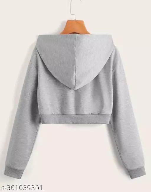 Image of Fashionable Women's Cropped Zipper Hoddie for Winter