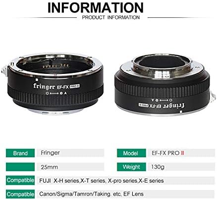 Fringer EF-FX Pro II Lens Mount Adapter Converter Ring - Auto Focus for Canon EOS Tamron Sigma Lens to Fujifilm FX Mirroless Camera X-T3 XH1 X-E3 XT20 X-Pro2 X-T2 X-A X-E1 X-M1 XT1 X-T30