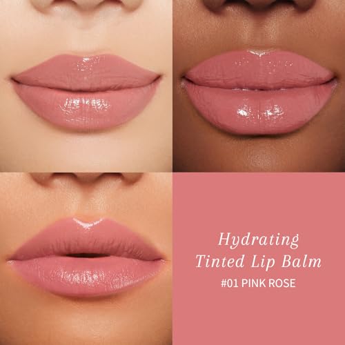bayfree Tinted Lip Balm Plumper, Glossy, Pump Lips, Lightweight, Moisturize & Tint with Jojoba Seed Oil, Vegan Lipbalm Lip Care, Pink Rose