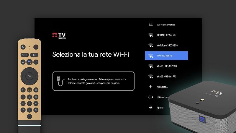Remote control with a speech bubble showing a Google Assistant voice command example