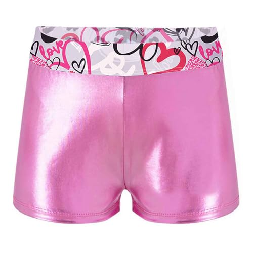 Moily Kids Girls Metallic High Waist Booty Shorts Dance/Gymnastics/Yoga Tight Hot Pants
