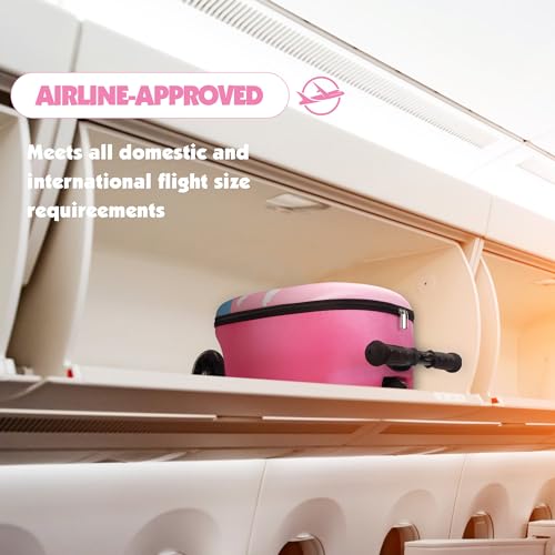 VLIVE Scooter Luggage w/Backpack 2-in-1 Set For Girls Ages 4-8, Durable EVA Kids Ride On Suitcase Multi-functional Lightweight Foldable Carry On Luggage With Wheels Ride On For Children（Mermaid）4