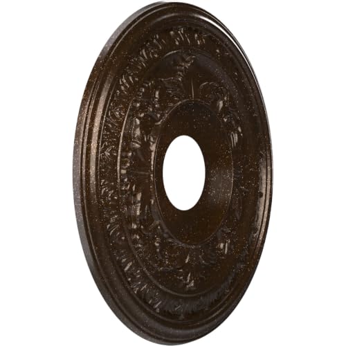 Image of Ekena Millwork CMP16BAAMB Baltimore Thermoformed PVC Ceiling Medallion (Fits Canopies up to 6 1 /2 inch), 16 inchOD x 3 1 /2 inchID x 1 inchP, Textured Metallic Mystic Brown