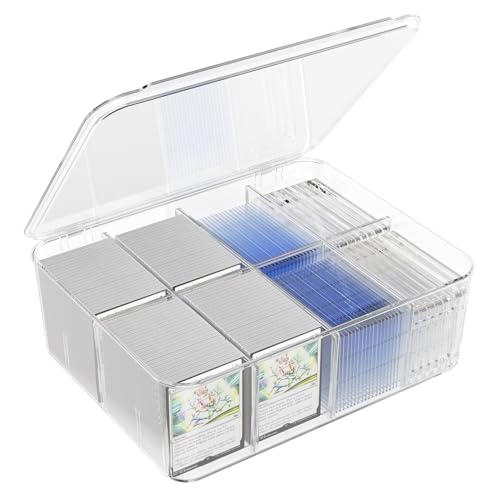 sysdmno Transparent Trading Card Storage Box-Holds 2000+ Loose Cards-Plastic Card Deck Box for Baseball Cards/for Toploaders/for Graded Card/for MTG/for Magnetic Etc.