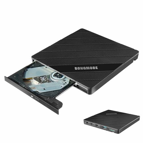 SONGMODE External Blu-ray Drive, USB 3.0 Type-C Optical External Bluray/DVD Drive Burner with SD/TF Port, Support 100G Disc R/W for PC Compatible with Windows XP/7/8/10/11 Mac Laptop Desktop(UJ2X2)