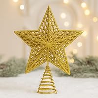 Ponteira Estrela Brilhante Glitter Dourada Prata Vermelha Ponteira Grande 20cm Para Árvore de Natal Decoração Natalina - LVLOGISTICA (DOURADA 2)