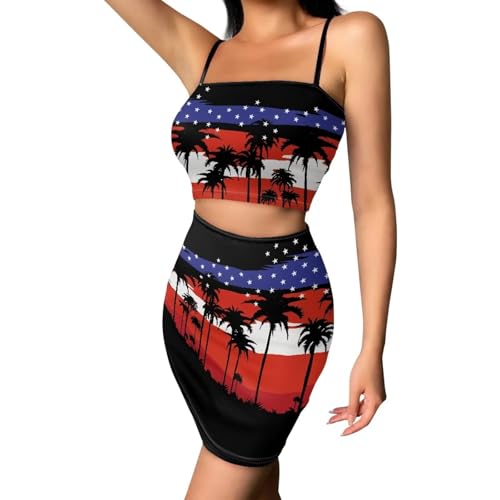 Image of 2025 Sexy Spaghetti Strap Crop Tops and Bodycon Skirt Casual 2 Piece Set S-4XL