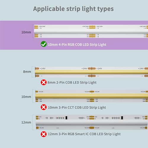 Tira LED RGB COB 10 metros con controlador y fuente 24V miniatura 2