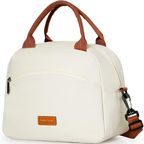 Lunch Bag Women Insulated Lunch Bag For Men Waterproof Lunch Cooler Bag Insulated Lunch Box For Women Portable Reusable Lunch Bag Two-Tone,With Adjustable Straps Can Be Used For Work,White and Brown