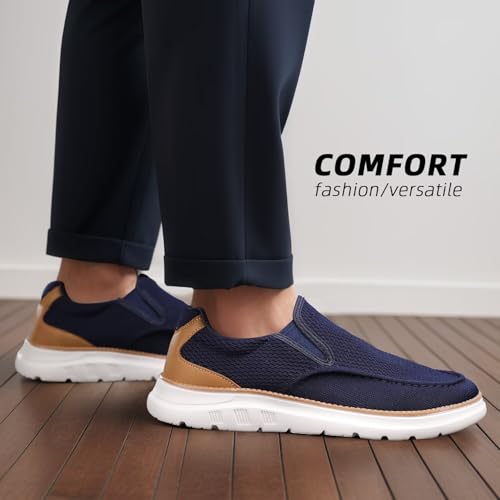 Image of Mens Boat Loafers Slip-on Casual Mesh Walking Shoes Business Oxfords Sneakers Work Lightweight Comfortable Soft Sole