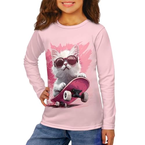 Image of Girls Long Sleeve T Shirt Cute Cartoon Crewneck Shirt for Kids 3-16Y Fall Winter Clothes