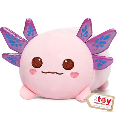 Image of Mewaii Pink Axolotl Plush Kawaii Plush, Ultra-Soft Feel, 8 in | Butterfly Axolotl Design, 8 in Soft Size, Cuddly Plush, Gentle Machine Washable, Desk Decor, For Kids, Teens & Axolotl Lovers