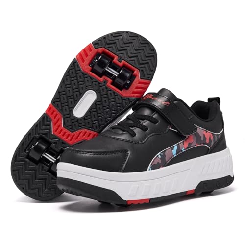 YINGCSM Chaussures à roulettes pour garçons et Filles, Patins à roulettes 2 en 1, Chaussures de...