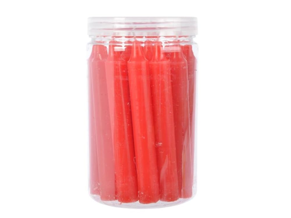 Red Mini Dinner Taper Candles Tub Of 22 Christmas Candle 10cm 1.4H Burn Time