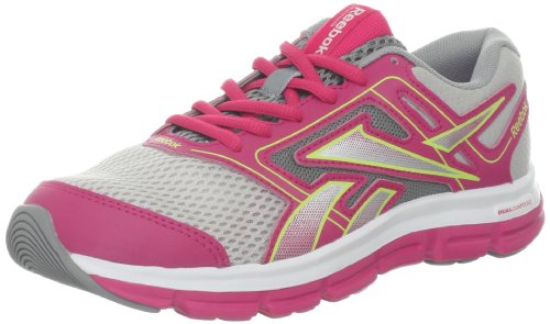 Reebok Dual Turbo Fire Running Shoe (Little Kid/Big Kid),Steel/Candy Pink/Flat Grey/Silver/Yellow/White,4 M US Big Kid