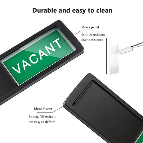 Image of Vacant Occupied Privacy Sign, Vacant Occupied Door Sign for Home Office Restroom Conference Hotels Hospital, Slider Door Indicator Tells Whether Room Vacant or Occupied, 7'' x 2'' - Black