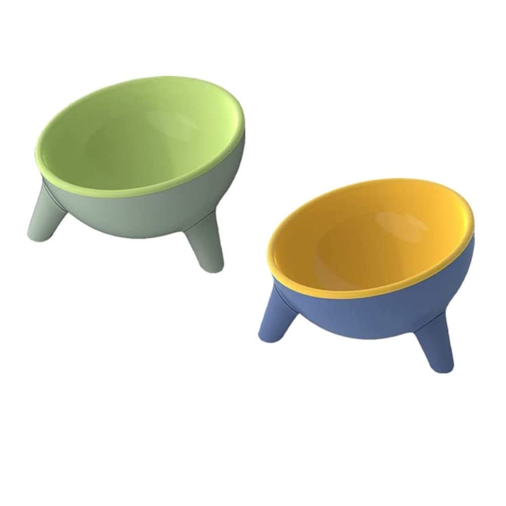 Cat Bowls Tilted Raised,Double Cat Feeding Bowls with Stand,Elevated Cat Pupppy Food Water Bowl Kittens Dishes 15° Inclined Angle Cat Feeder,2pcs — image 1