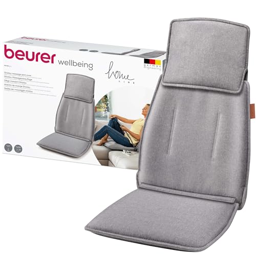 Beurer MG 330 Shiatsu-Massagesitzauflage, 3 Massagebereiche und 2 Intensitäten, tiefenwirksame Massage für Nacken, oberen und unteren Rücken, handsimulierende Massage im Nackenbereich, grau