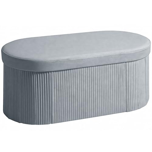 HOMCOM Puff Almacenaje, Banco Almacenaje Plegable, 72 L, 76x38x35 cm, Tapizado en Terciopelo, Baúl de Almacenamiento, Carga 120 kg, Taburete para Sala de Estar, Dormitorio, Entrada, Gris Oscuro