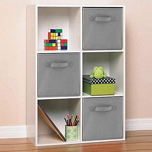 Youyijia 6Pcs Cube Storage Boxs 28 * 27 * 27cm Collapsible Fabric Cubes Organiser Folding Box for Laundry Toys Clothes Books (Grey)
