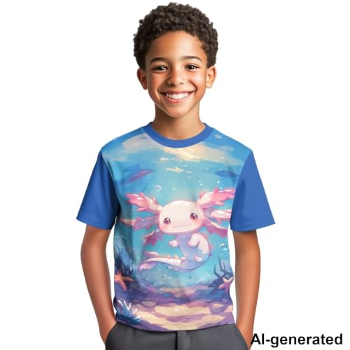 Image of Novelty 3D Graphic T Shirts for Kids Crew Neck Funny Animal Print Short Sleeve Girls Tshirts 3-16 Years