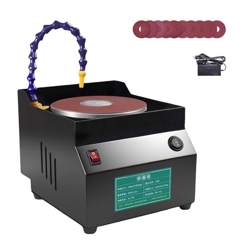 Ponceuse d'établi à eau, affûteuse de couteaux à sec et à eau avec 10 feuilles de papier de verre, 7 vitesses réglables, rotation bidirectionnelle, disque de 150 mm, polisseuse d'établi