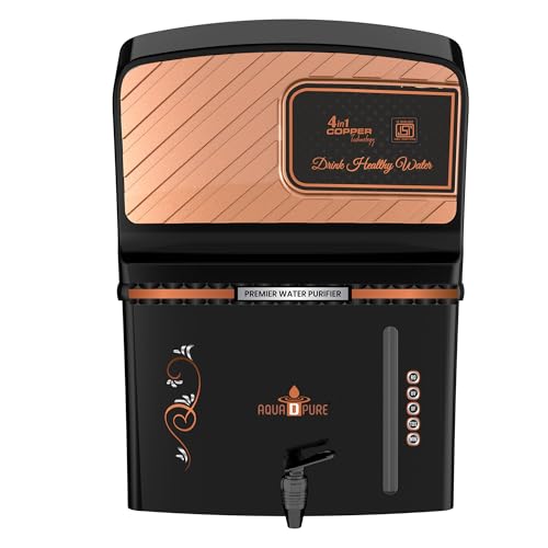Image of AQUA D PURE Ro water Purifier with Aqua Copper Infusre Technology, 12 Liter UV, UF, TDS Adjuster, Suitable for all type of Water Supply, Best for Home and Office (Alkaline RO Water Purifier)