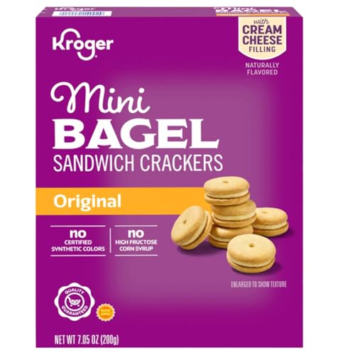 Original Mini Bagel Sandwich Crackers, 7.05 oz, Crunchy Baked with Creamy Filling, Classic Savory Snack