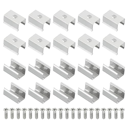 Image of PATIKIL LED Strip Clips, 60pcs Stainless Steel Mounting Brackets Fixing Clip Clamp Support Holder with Screws for 8mm to 9mm LED Strip Lighting Cable