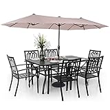 Sophia & William Patio Dining Set for 6 with 13ft Double-Sided Patio Umbrella, 8 Piece Metal Outdoor...