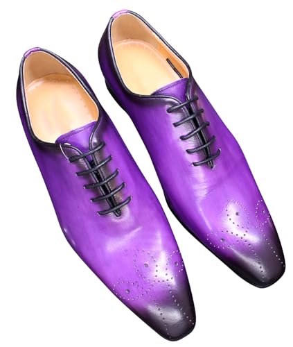 Image of Santimon Mens Oxfords Formal Dress Genuine Leather Handmade Derby Casual Brogues Oxfords Tuxedo Fashion Walking Shoes for Men