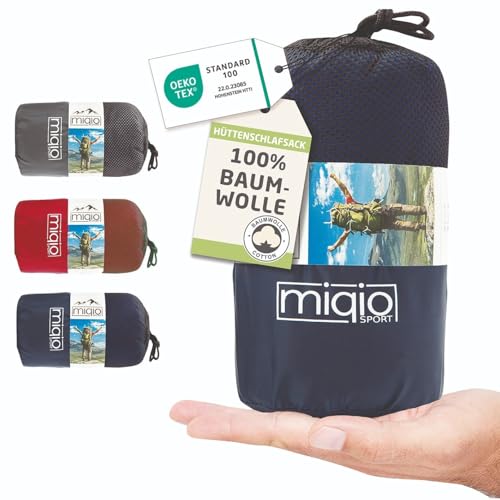 MIQIO® 2in1 Baumwoll-Hüttenschlafsack mit durchgängigem Reißverschluss (Koppelbar):...