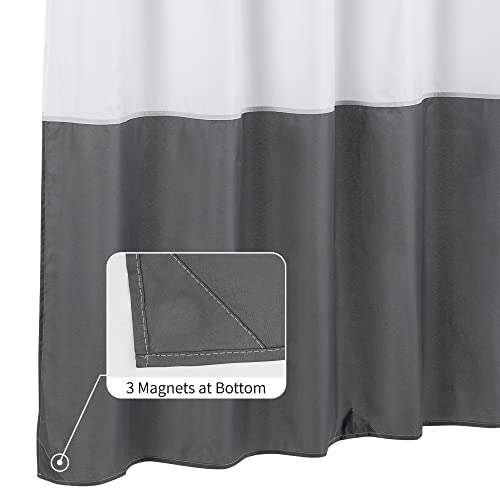 Image of ALYVIA SPRING Waterproof Fabric Shower Curtain Liner - Soft & Light-Weight Cloth Shower Liner, 3 Bottom Magnets, Hotel Quality & Machine Washable - Standard Size 72x72, White and Dark Gray