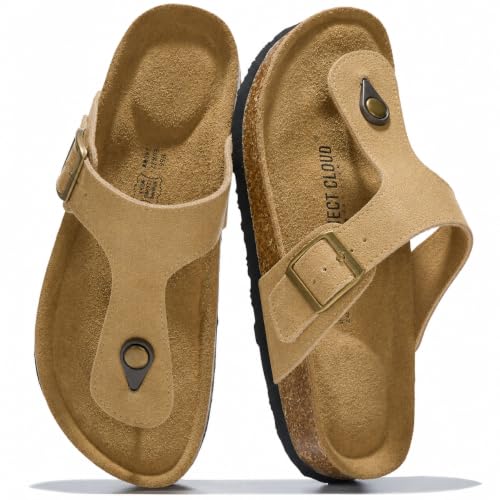 Image of Project Cloud Womens Sandals 100% Genuine Leather Thong Sandals for Women - Memory Foam Insole Women Sandals - Non-Slip Flip Flops for Women - Lightweight Sandals Women Footwear 2026