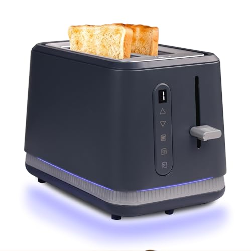 Image of Stainless Steel Toaster 2 Slices, Toasters Wide Slot, Bread Toaster with Cancel, Reheat, Defrost Function, Bagel Toasters with Removable Tray & 6 Temperature Settings, LED Display, Grey