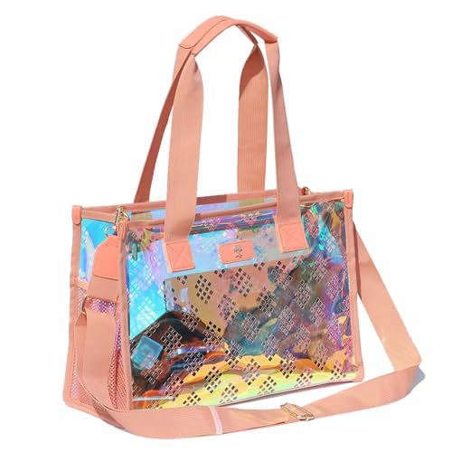 ESVAN Iridescent Soap Bubble Tote Clear Bag for Stadium Events Shoulder Bag for Concert Beach