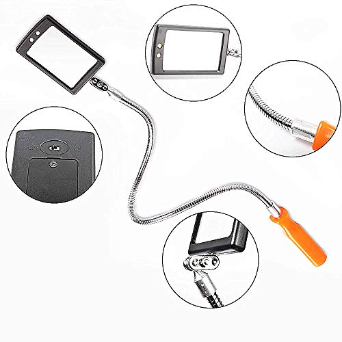 Inspection Mirror, Flexible Inspection Mirror 360 Rotation, with 2 LED LED Lighted Flexible Inspection Mirror 360 Swivel - Thumbnail 5