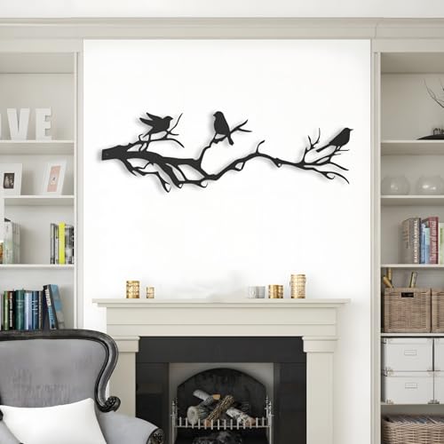 Bisamu Birds on Branch Metal Wall Art,Modern Metal Sculpture for