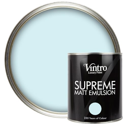 Vintro | Luxury Matt Emulsion | Light Blue | Smooth Chalky Finish | Multi Surface Paint | for Walls, Ceilings, Wood and Metal | 1L (Light Blue - Moonstone)