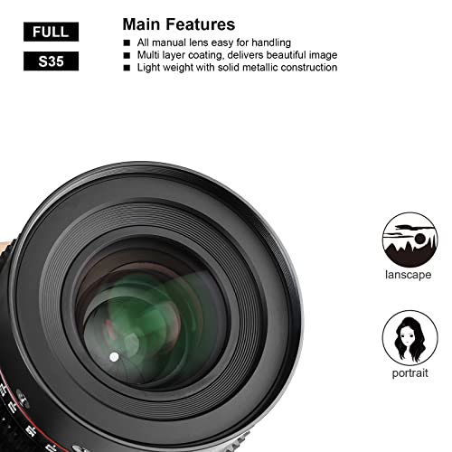 Meke 50Mm T2.1 Super 35 Prime Manual Focus Cinema Lens For Ef-Mount Cine Camera Compatible With Canon C200 C300 Ii, Red Komodo, Bmpcc 6K, Z Cam E2-S6 Bmpcc 6K Pro #TOP6