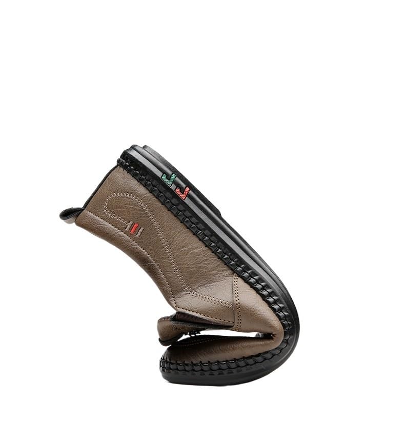 Men's Slip On Soft Sole Casual Leather Shoes Fashion Comfortable Spring Walking Shoes for Dad Middle Age