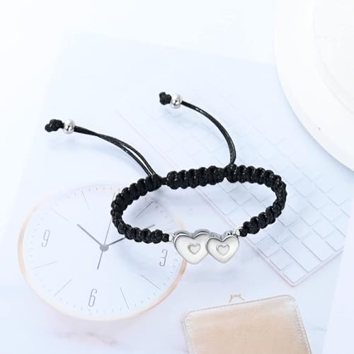 QGJNSGC Double Heart Cremation Bracelet for Women Urn Ash Bracelet Forever in My Heart Urn Memorial Jewelry for Loss of Loved Ones Pet Funeral Keepsake Gift (Silver) - Image 3