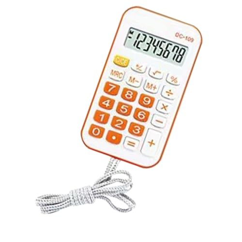 Fockety Calculadora, Pequeña, Portátil, Duradera, para Estudiantes con Cuerda, Material de Oficina Escolar (Orange)