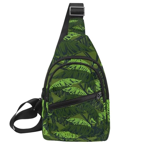 Bolsa cruzada pequeña tipo bandolera de pecho con hojas tropicales multicolor