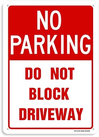 3 Pack Large "No Parking - Do Not Block Driveway" Signs - 18x12 Inch Aluminum, Weatherproof