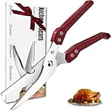 SLEMOON Poultry Shears, Heavy Duty Kitchen Shear for Spatchcocking Chicken and Turkey,Meat,Kitchen Scissors for Food,Spring-loaded Handles, Thick Blades and Safety Lock,Burgundy