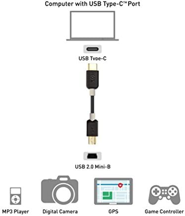 Cable Matters USB C to Mini USB Cable 1m (Mini USB to USB C Cable) in Black Compatible with MacBook Air/iPad Pro/iMac Pro/Lenovo Yoga/HP Dell XPS/Chromebook/Digital Camera