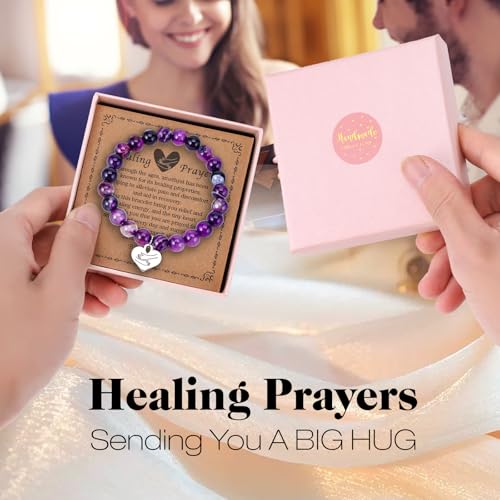 Encouragement Healing gifts,Natural Stone Amethyst Bracelet for Women,Those Facing Illness or Anxiety to Get Well Soon,Inspirational Gifts on Thanksgiving Christmas Valentine's Day3