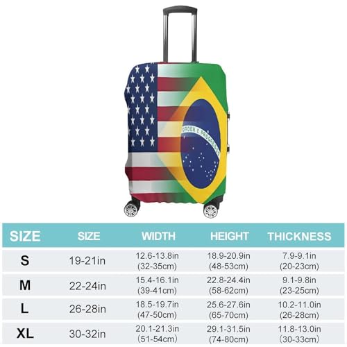 USA Brazil Flag Funny Travel Luggage Cover Baggage Suitcase Cover Protector Skins 19-32 Inch2